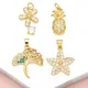 OCESRIO Mini White Crystal Pineapple Pendant for Necklace Copper Gold Plated Starfish Grass Jewelry