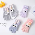 5-12 Years Winter Children Girl Gloves Knitted Warm Soft Cartoon Rabbit Full Finger Gloves Kids