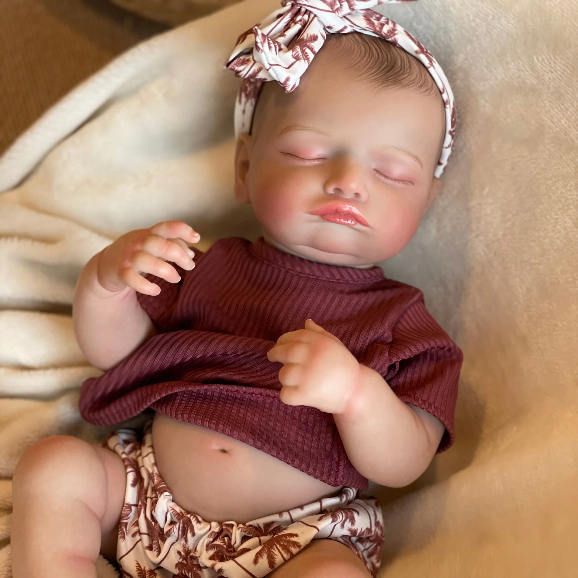 Rosalie Bebe wiedergeborenes Mädchen und Junge, 50 cm, kuschelige wiedergeborene Puppen mit bemaltem Haar, handgefertigt, sichtbare Adern, lebensechte Neugeborenen-Babypuppe