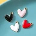 20pcs/Lot Colorful Heart Shape Enamel Charm Rhodium Gold Color Heart Charms Pendant For Jewelry
