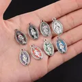 10 pieces/New Catholic Vintage Silver Virgin Mary Color Medal Charming Mini Virgin Mary Medal