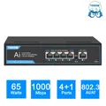 TEROW POE Switch Full Gigabit 5 Ports 1000Mbps Network LAN RJ45 Hub Smart Ethernet Switcher 65W for