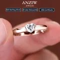 Anziw Rose Gold Color 0.5ct Heart Shaped Moissanite Solitaire Engagement Ring Silver 925 for Women