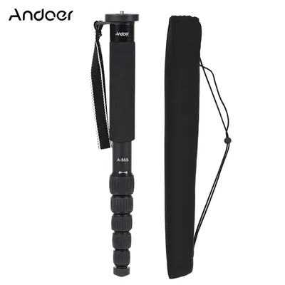 Andoer A-555 Kamera-Einbeinstativ aus Aluminiumlegierung, tragbarer 6-teiliger Fotografie-Unipod-Stick für Nikon Canon Sony Pentax-Kamera