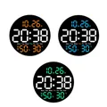 LED Wall Clock Temperature Meter Calendar Adjustable Brightness Mute Digital Clock for Home Indoor