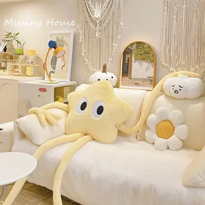 160 cm lustiger gelber Stern langes Beinkissen Kissen Cartoon Anime Home Sofa Auto Schlafzimmer Cartoon Geschenk Image