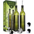 2 pcs 17oz Glass Olive Oil Bottle Dispenser 500ml Green Oil and Vinegar Cruet with Pourers and