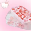 Hello Kitty Eiswürfelform, authentische Sanrio Anime Kawaii Eisbox mit Deckel, 24 Gitter,