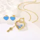 Glass Heart Necklace Earrings Set Stainless Steel Jewelry Sets Fashion Jewelry Accessory Free