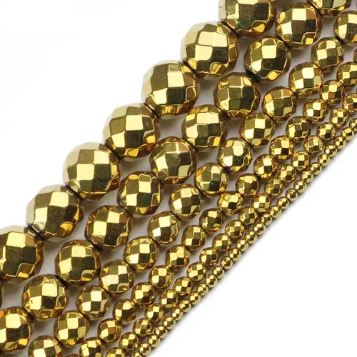 JHNBY Faceted Runde Hämatit Perlen 2/3/4/6/8/10mm Natürliche Stein Erz gold Farbe Lose Perlen Ball
