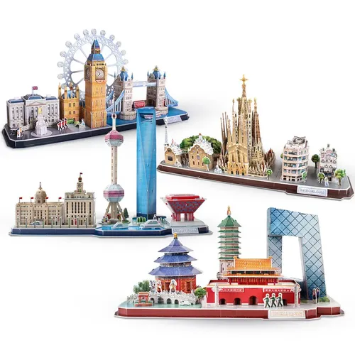 3D Puzzle-Spiel DIY Spielzeug Papier Miniatur Modell Stadt London Paris New York Moskau Berühmte