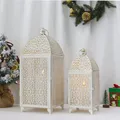 2Pcs Metal Candle Holder Vintage Candle Lantern Hanging Lantern with Hollow Pattern for Home Decor