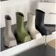 Luxury Women Boots Fashion Designer Boots Waterproof Non-slip Short Boot Square Toe Soft Leather