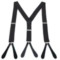 Vintage Men PU Leather Suspenders Male Pants Straps With Botton Black White Suspender Braces