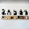 5Pcs Graffiti Banksy Rats Mouse Wall Sticker Street Style Rat Animal Wall Decal Bedroom Kids Room
