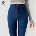 Zoenova Jeans Für Frauen Dünne Hohe Taille Blau Grau Schwarz Frau Elastische Plus Größe Xxl Super