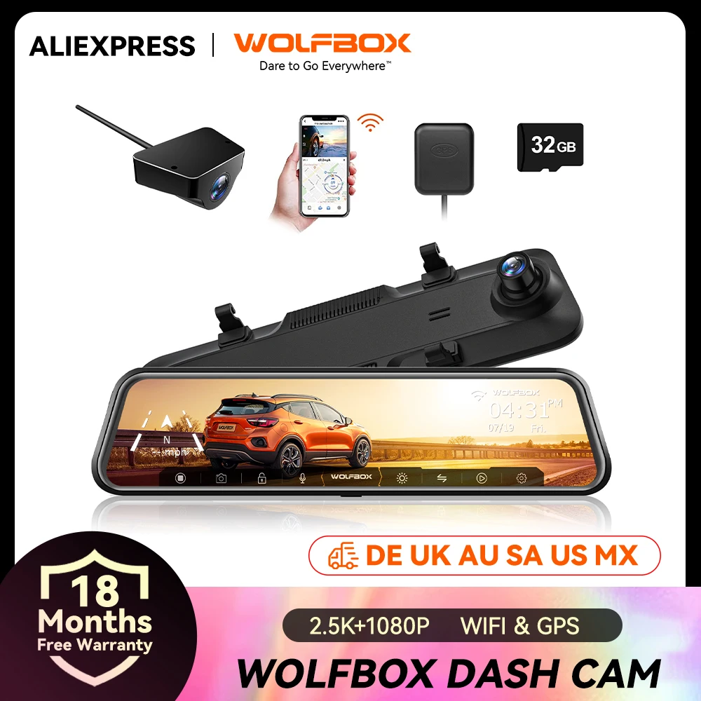 WOLFBOX G840H WIFI 2,5 K + 1080 P GPS Auto Dvr GPS 2 Weg Dash Cam Auto Kamera Dashcam Stream rückspiegel Stick Recorder Image