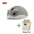 Cute Cartoon Mouse Combo 1600 DPI 2.4GHz USB Wireless 3D Hamster Mause Ergonomical Matte Mute Mice