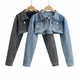 Y2k Short Denim Coat Women Cotton Spring Autumn Ropa Jeans Punk Gothic Bomber Jacket Windbreaker