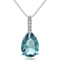 real Natural Blue Topaz Pendant 925 Sterling Silver Carat 45cm Necklace Colgantes Wedding Bizuteria