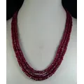 AAA Natural 2x4mm NATURAL RUBY FACETED BEADS NECKLACE 3 STRAND 17-19"