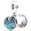 Authentic 925 Sterling Silver Moments Camping Night Sky Double Dangle Charm Bead Fit Pandora