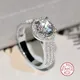 Echtes S925 Silber Farbe Für Immer Klar Big CZ Pflastern Kreis Runde Finger Ringe für Frauen