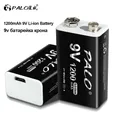 PLAO 1200mAh 9V Li-ion Rechargeable Battery Micro USB Batteries 6F22 9V Lithium 9v батарейка крона