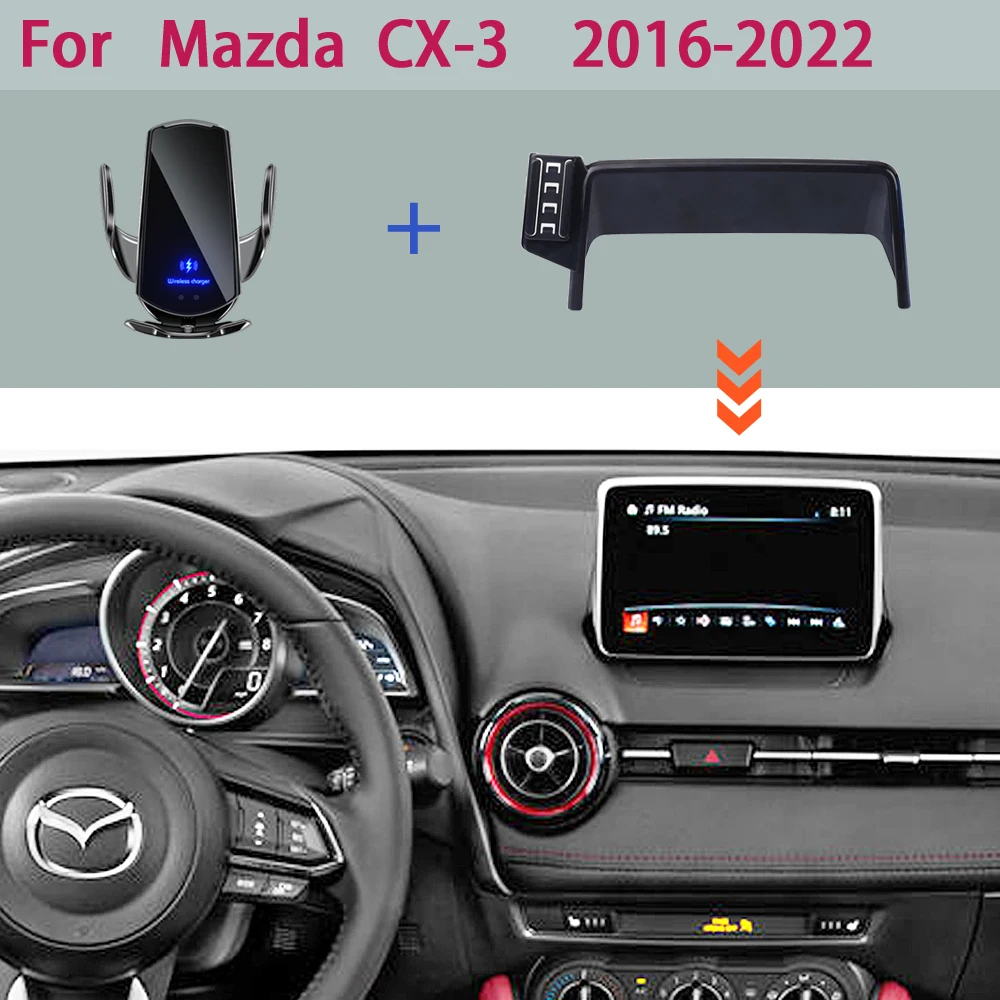 Autotelefonhalter für Mazda CX-3 CX3 Sport DK 2016 2017 2018–2021 2022, Bildschirm, feste Navigationshalterung, kabelloser Ladeständer Image