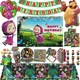 Cartoon Girl and Bear Birthday Party Decorations Tableware Paper Plates Cups Tablecloth Balloons for