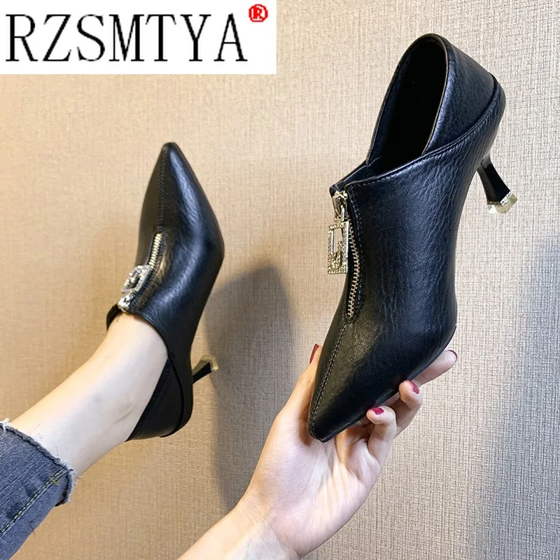 Frauen Schuhe High Heel Frauen Stiefel Herbst 2020 Neue Spitzen Weibliche Stiletto Schwarz Damen Mode Stiefel Leder Schuhe