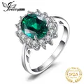 JewelryPalace Prinzessin Diana Simulierte Grün Smaragd Erstellt Rot Rubin Halo Engagement Ring 925