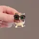 Creative Cartoon Owl Brooch Pins Vintage Cute Wear Glasses Personality Animal Brooches for Women