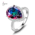 Ladies Jewelry S925 Silver Ring Mystical Rainbow Topaz Dripping Ring Wedding Jewelry Party