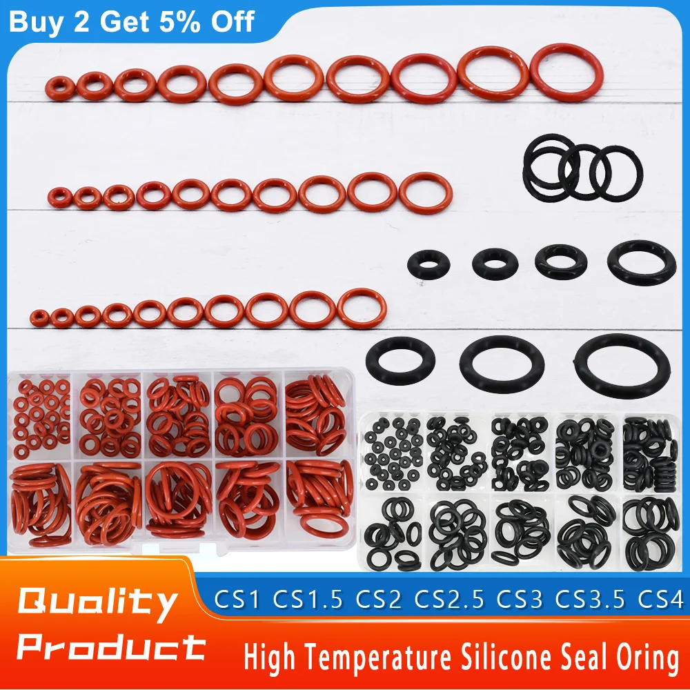 Hochtemperatur-Silikon-O-Ring-Dichtungsdichtungen für Sanitär, Kaffeemaschine, O-Ring-Dichtungsscheiben aus Silikon, O-Ring in Lebensmittelqualität, Rot, Schwarz Image