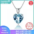 YANHUI Fashion Jewelry Necklace Tibetan Silver Sapphire Pendant Luxury Woman Crystal Pendant