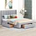 Full Size Upholstered Platform Bed w/ 3 Large Drawer Storage Bed
