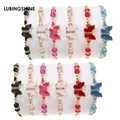 Boho Butterfly Crystal Beads Strand Bracelets for Women Adjustable Rope Chain Animal Charm Bracelets
