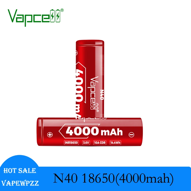 Höchste Kapazität 18650 Batterie Vapcell N40 18650 4000 mah 10A 3,6 V Wiederaufladbare Li-Ion Batterien INR18650 lithium-Batterie Für UAV Image