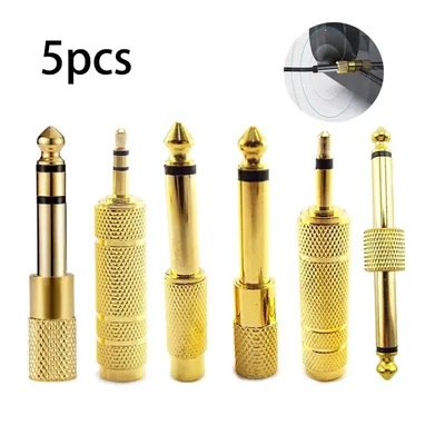 5 stücke 6,35mm Stecker auf 3,5mm Jack Audio Headset Mikrofon Gitarre Adapter 6,5mm Stecker auf 3,5mm Buchse konverter Aux Kabel Image
