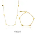 Hong Tong Liebe Anhänger Halskette Armband für Frauen 18 Karat vergoldet Edelstahl Schmuck Set Charm