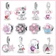 Pink Charm 100% 925 Sterling Silver Love Heart Cute Animals koala Charms Beads Fit Pandora Original