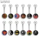 1 Piece Stainless Steel Belly Piercing Ring Yin Yang Leaf Skull Design Navel Belly Button Rings