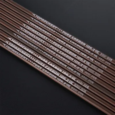 Toparchery 31" Pure Carbon Arrow Shaft Inner Diameter 6.2mm Spine 300 350 400 500 600 Compound Recurve Bow Hunting Archery Shaft