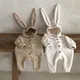 Autumn Winter Girl Baby Fleece Cute Rabbit Ears Cardigan Romper Boy Infant Solid Plus Velvet Warm