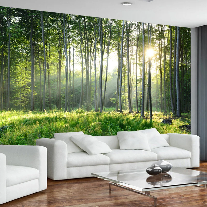 Custom Foto Tapete 3D Grünen Wald Natur Landschaft Große Wandbilder Wohnzimmer Sofa Schlafzimmer Moderne Wand Malerei Wohnkultur