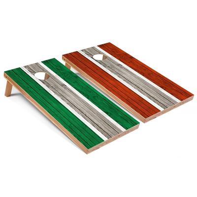 Kelly and Orange Striped Outdoor Cornhole Set
