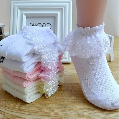 Atmungsaktive Baumwolle Spitze Rüschen Prinzessin Mesh Socken Kinder Knöchel Kurze Socke Weiß Rosa