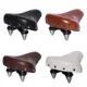 Comfortable Road Bike Seat Soft Wide Thicken Bicycle Saddle Vintage White Black Leather Pad with