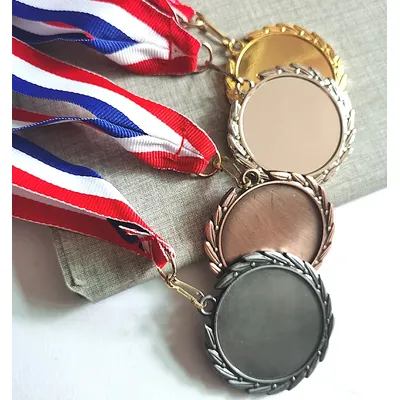 Blank Weizen fringe Medaillen Gold Farbe Medaille und Silber Farbe Medaille und Branze Farbe